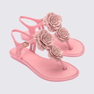 2024 Melissa Cùng Phong Cách Hoa Flip-Flops Sandal Đế Mềm Jelly Giày Đế Bằng Giày Đi Biển Mở Mũi