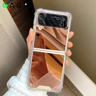 Ốp Gương Góc Chống Sốc Sang Trọng Cho Samsung Galaxy Z Flip 7 6 5 4 3 Flip4 Flip6 flip5 Bìa Cứng Hoa Hồng Vàng