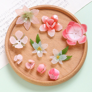 Mô Phỏng Hoa Đào Narcissus Nhựa Hoa Lá Xanh Chịu Nhiệt Phim DIY Handmade Trang Sức Bông Tai Kẹp Tóc Phụ Kiện Chất Liệu