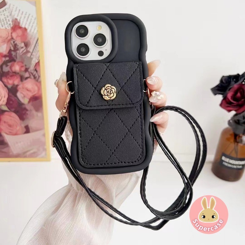 Dành Cho Samsung Galaxy A23 M23 F23 A50 A50S A30S A22 M32 M22 4G A21S A20S A20 A30 M10S A15 A14 A13 A12 M12 A11 M11 A04S Ốp Điện Thoại Camellia Ví Sang Trọng Có Dây Buộc Dài