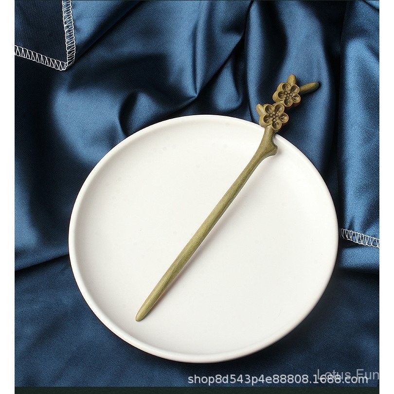 Handmade Sáng Tạo Gỗ Đàn Hương Khắc Hoa Mai Kẹp Tóc Sáng Tạo Độc Đáo Cổ Điển Phong Cách Trung Quốc Hàng Ngày Cuộn Tóc Mũ Đội Đầu Hanfu Sườn Xám Phụ Kiện