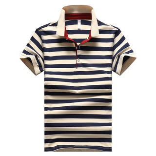 Áo Polo Dichuangzhe Nam Sọc Gấp Cổ Cotton Sọc Áo Thường Ngày