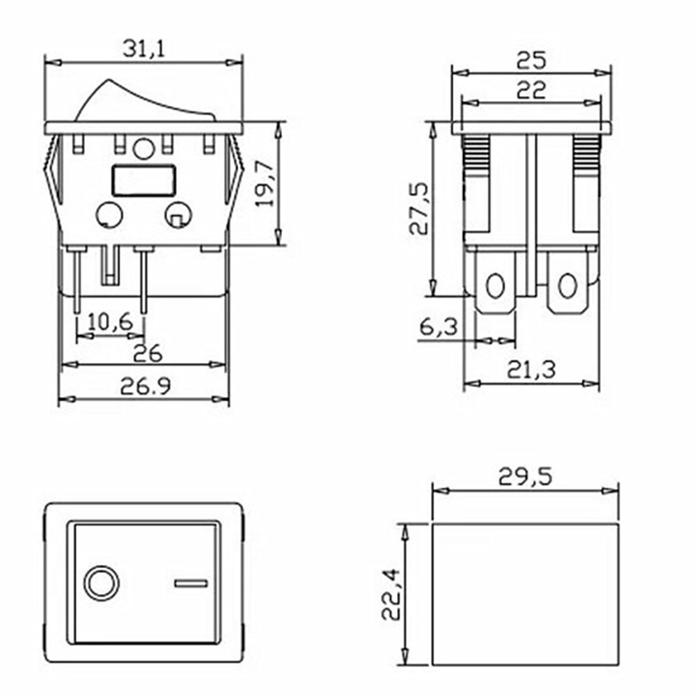 Công tắc nguồn máy hàn LUVN 30A 250VAC Công tắc sưởi điện 4Pin có đèn