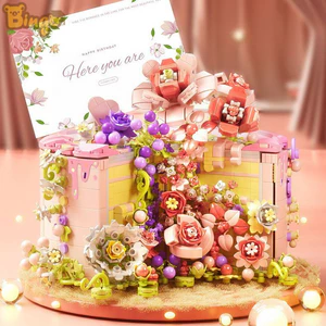 Đồ chơi lắp ráp khối xây dựng, Mô hình bánh sinh nhật, Hoa khối xây dựng, Cao cấp lãng mạn, Quà tặng sinh nhật DIY (0403)