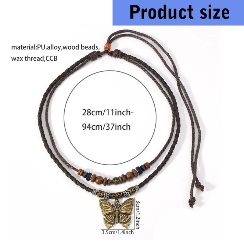 Vic Bướm Charm Choker Handmade Nhiều Lớp Dây Đeo Cổ Có Thể Điều Chỉnh Chiều Dài Xương Đòn Dây Chuyền Trang Sức Cho Người Hâm Mộ Thời Trang