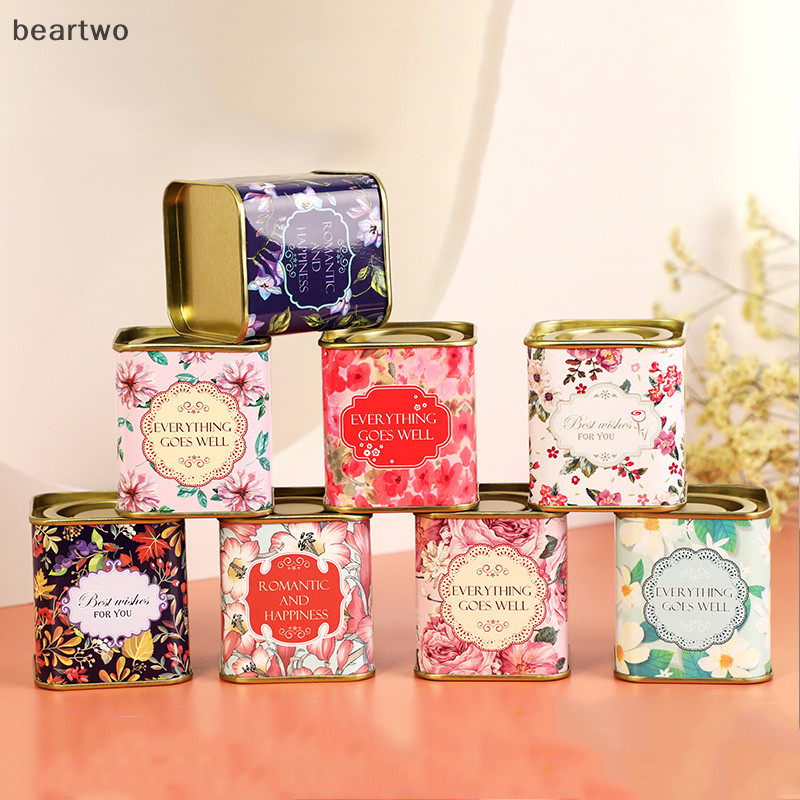 < Beartwo > Hộp Bảo Quản Kín Vuông Teaware Lá Trà Có Thể Jar Thiếc Sắt Kẹo Có Thể Vintage Hộp Trang Sức Nhà Bếp Cà Phê Đường Hộp Đựng Đẹp