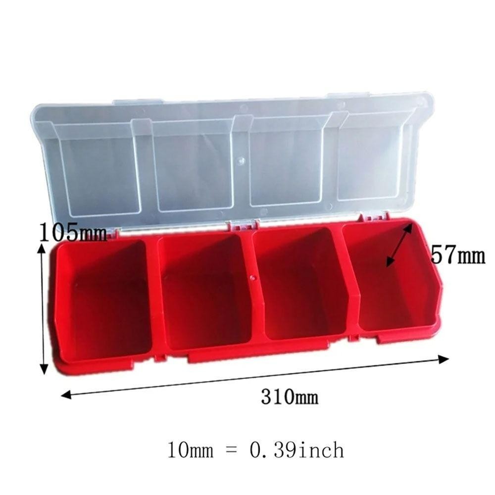 HWAIDY 1 Cái Hộp Bảo Quản, 4 Ngăn Có Nắp Vít Hộp Sắp Xếp, Màu Xanh Đỏ Màn Hình Nhựa Dụng Cụ Một Phần Hộp Đựng Thùng