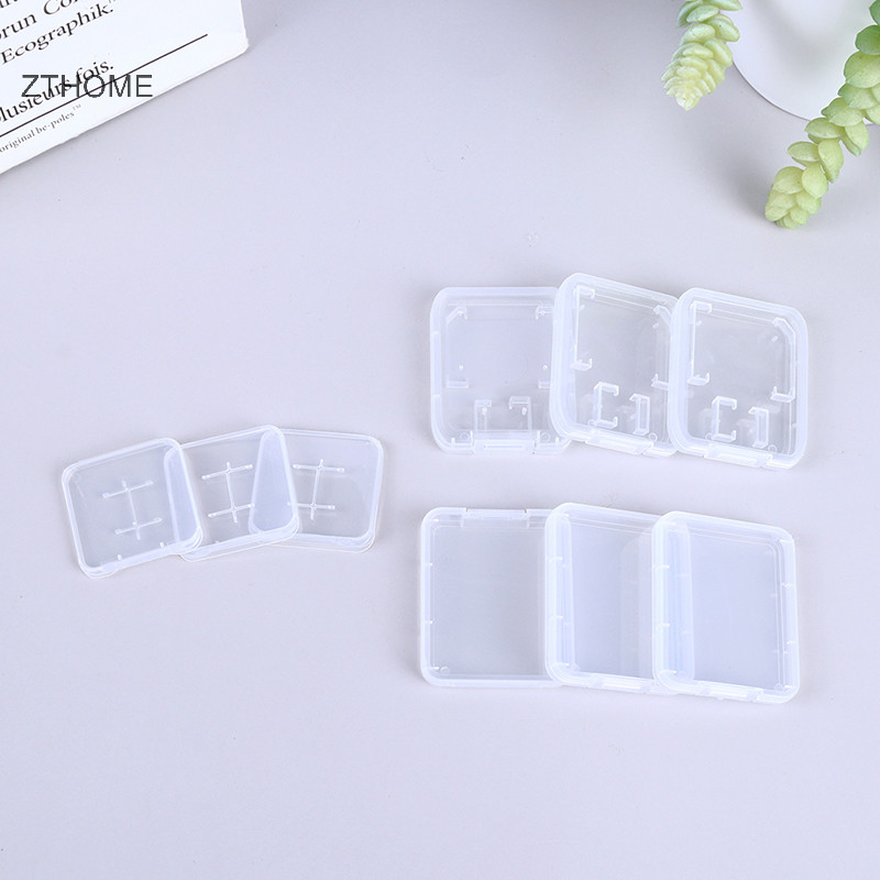 Zthome 10 Cái Hộp Bảo Quản Thẻ Nhớ TF CF Trong Suốt Hộp Bảo Vệ HOT