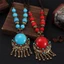 Vòng cổ mặt dây chuyền Bohemian GỖ NHẤT, Quà tặng Vòng cổ hợp kim Bohemian, Trang sức cổ điển chất lượng cao Vòng cổ dài ngọc lam cho bé gái