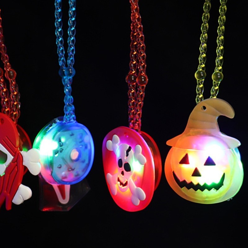 Halloween Kid Cosplay Trang Trí Hoạt Hình LED Terro Bí Ngô Phát Sáng Vòng Cổ Đồ Dùng Dự Tiệc
