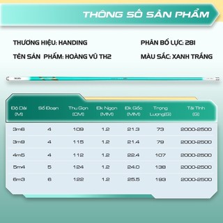 Cần Câu Đài Handing Hoàng Vũ 5H TH2 Chuyên Rô Riếc Chép Chất Lượng Tốt