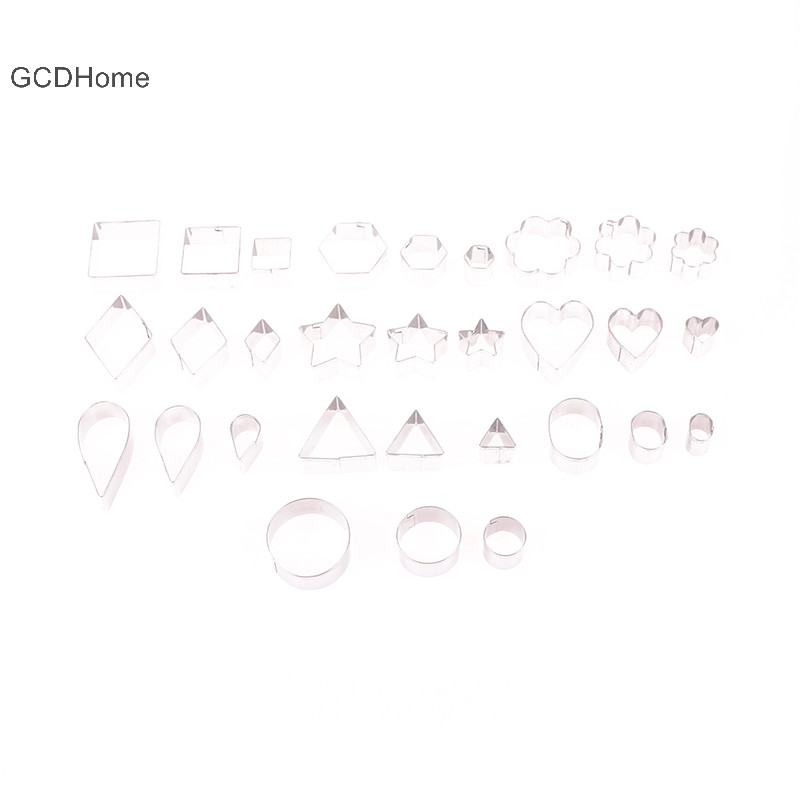 Gcdhome 30 Cái / hộp Thép Không Gỉ Đường Bánh Quy Báo Chí Tem Embosser Cookie Cutter DIY Fondant Khuôn Bánh Ngọt Trang Trí Bánh Ngọt Nướng Phụ Kiện HOT