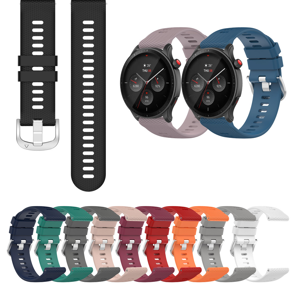 Cinturino Sportivo In Silicone Per Huami Amazfit GTR 4/GTR 3/GTR 47mm E Altri Modelli - Grigio/Giallo, Regolabile, Traspirante
