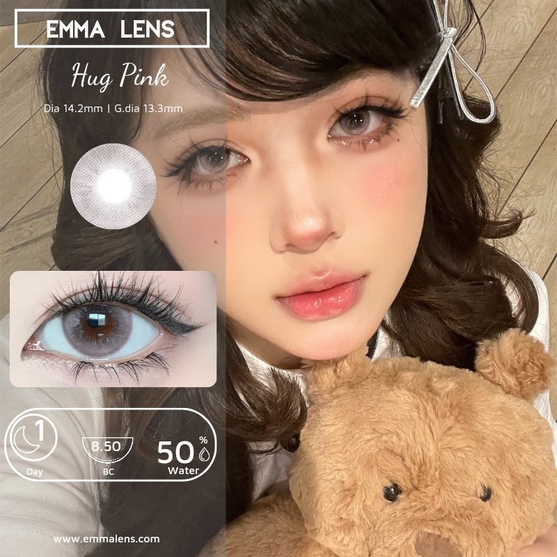 Lens 1 ngày  Hug Pink | Lens 1 day Hồng Vân Tia | Emma Lens