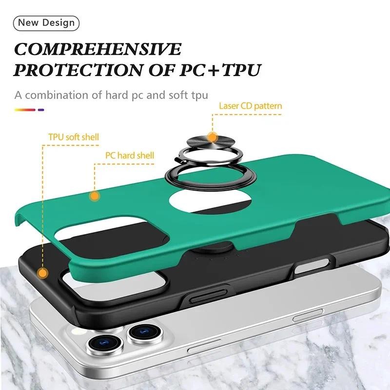 16 Plus Giá Đỡ Nhẫn Nhựa Vỏ Cứng Ốp Lưng Điện Thoại IPhone 16 15 14 13 12 11 Pro Max XS X XR 7 8 Vỏ Chống Sốc