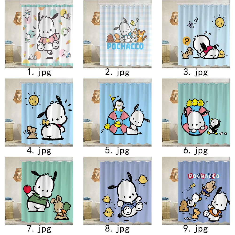 Sanrio Pochacco Polyester Rèm tắm chống thấm nước Trang trí phòng tắm