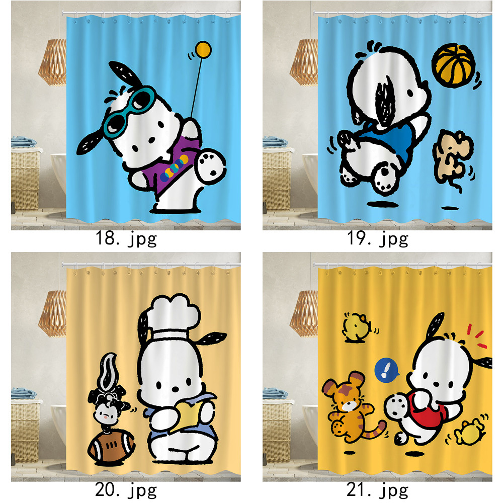 Sanrio Pochacco Polyester Rèm tắm chống thấm nước Trang trí phòng tắm