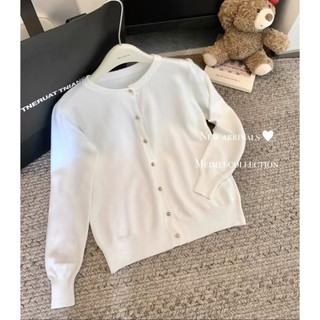 Áo Khoác Cardigan dệt kim cổ tròn áo mặc trong dễ phối tôn dáng rộng rãi mẫu mới mùa thu cho nữ