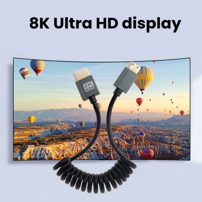 Cáp cuộn tương thích HDMI tốc độ nhanh GODD 8K Linh hoạt 48Gbps HDMI tương thích 2 1 Dây Hỗ trợ và 4K 120Hz cho máy ảnh