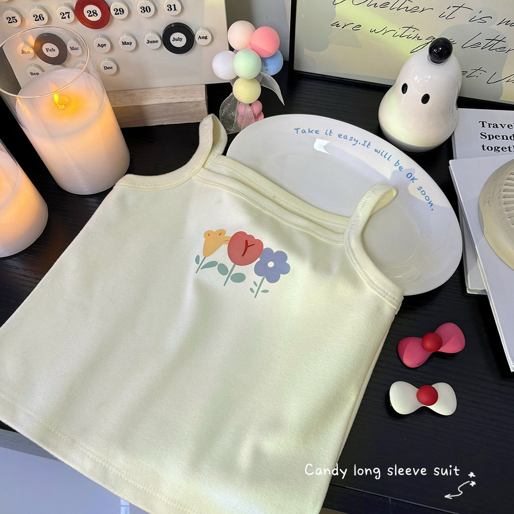 Phong Cách Mới Bé Gái Camisole Top 280g Dày Xuân Thu Phù Hợp Với Quần Lót Trẻ Em Áo Vest Bên Trong Quần Áo Trẻ Em UAUE