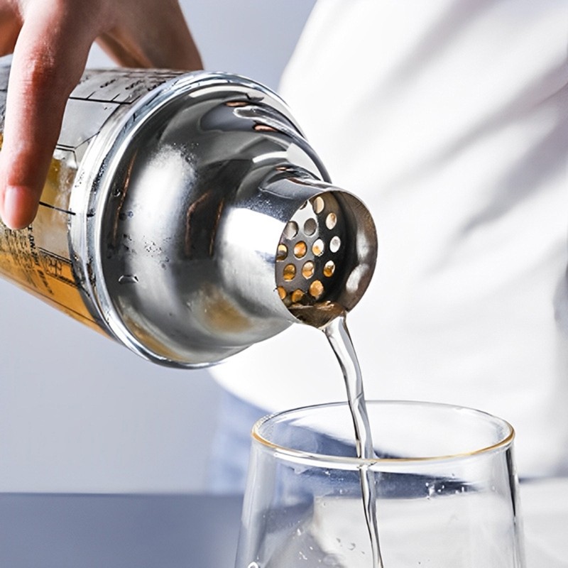 Bộ pha chế thủy tinh exhila 400ml Bình lắc cocktail có cần khuấy và cốc đo