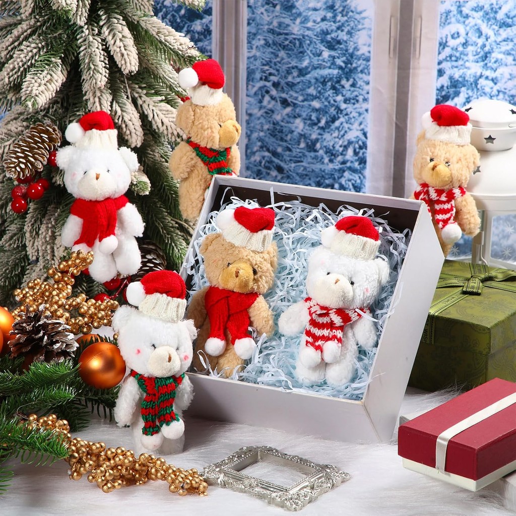 Giáng Sinh Gấu Sang Trọng Búp Bê Động Vật Dễ Thương Gấu Bông Đồ Chơi Nhồi Bông Kawaii Túi Mặt Dây Chuyền Móc Khóa Cây Giáng Sinh Mặt Dây Chuyền Cô Gái Quà Tặng