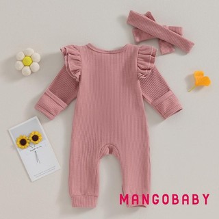 Mg-bộ áo liền quần mùa thu cho bé gái màu trơn cổ tròn tay bay có dây kéo xù có nơ băng đô