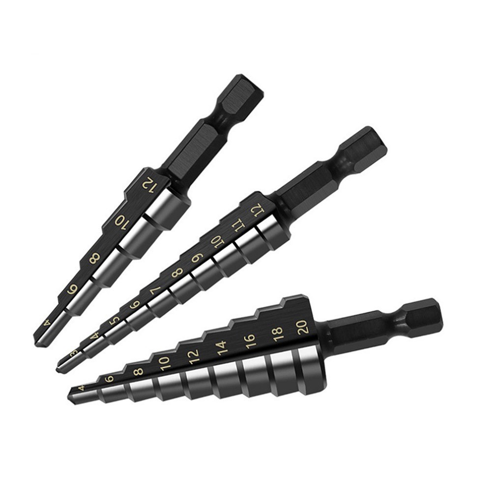 [Smellshi] Mũi khoan bước rãnh thẳng phủ nitơ 3-12mm 4-12mm 4-20mm Máy cắt lỗ