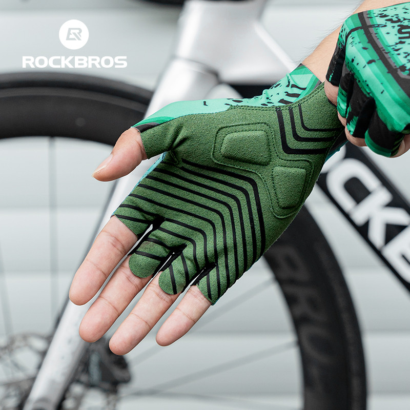 Rockbros Xe Đạp Ice Silk Găng Tay Nửa Ngón SBR Palm Pad Chống Trượt Chống Sốc MTB Xe Đạp Đường Bộ Co Giãn Thoáng Khí Thiết Bị Đi Xe Đạp