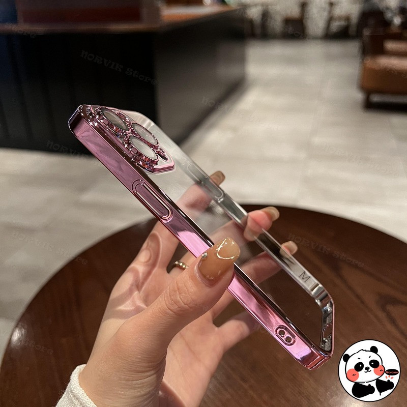 Ốp Điện Thoại Mạ Sang Trọng Cho OPPO Reno 12 Pro 12F 11F 11A 11 Pro 10 9 8 Pro Plus 7 Lite 8T 8Z 7Z 6 Pro 6Z 5 5K 5G 4G Vỏ Trong Suốt Đơn Giản Bóng Chống Sốc Vỏ Mềm