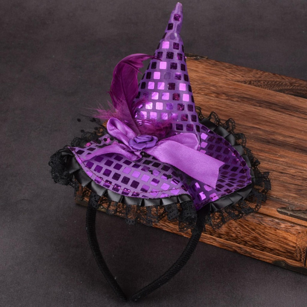Halloween Phù Thủy Đầu Mũ Vòng Ban Nhạc Kim Sa Lấp Lánh Ren Halloween Băng Đô Thanh Lịch Mũ Tóc Vòng Trang Phục Mũ Cho Halloween Trang Phục Tiệc Giáng Sinh jiwvn