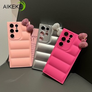 Tương Thích Cho Samsung Galaxy A55 A35 A05S A15 A05 A73 A72 A71 A54 A53 A52 A52S A51 M40S 4G 5G Ốp Lưng Điện Thoại Thời Trang Xuống Áo Khoác 3D Puffer TPU Mềm Thắt Nơ Vỏ Chống Sốc