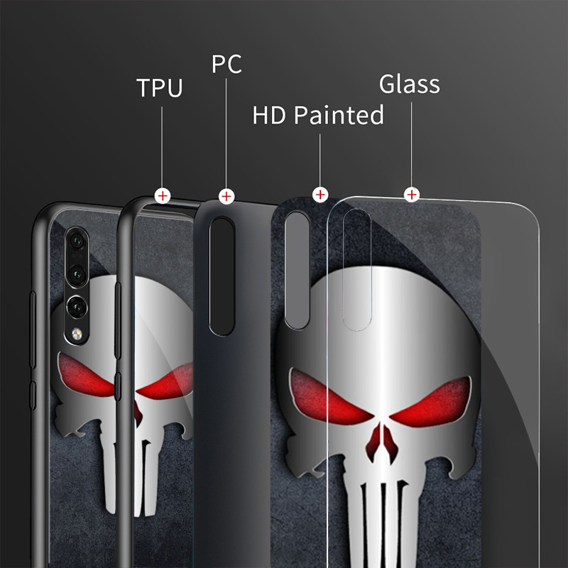 Ốp Điện Thoại Kính Cường Lực PUNISHER 01 Cho Samsung Galaxy S9 Plus S10 S10e S20 FE S20 Plus S21 S22 S23 S23 Ultra Note 9 10 Plus Note 20 Ultra Cover