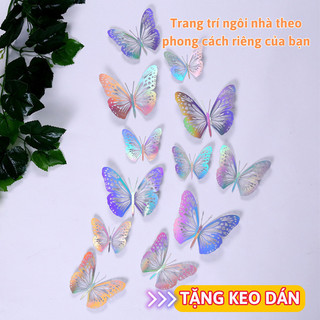 Bộ 12 Con Bướm Dán Tường 3D IKEA MAMA, Bộ 12 Bướm Dán Tường Trang Trí Tiệc Decor Phòng Khách Và Phòng Ngủ