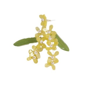 Bông tai Osmanthus màu xanh nhạt lá vàng, mới mùa thu, thủ công, tươi mát, đa năng cho phụ nữ