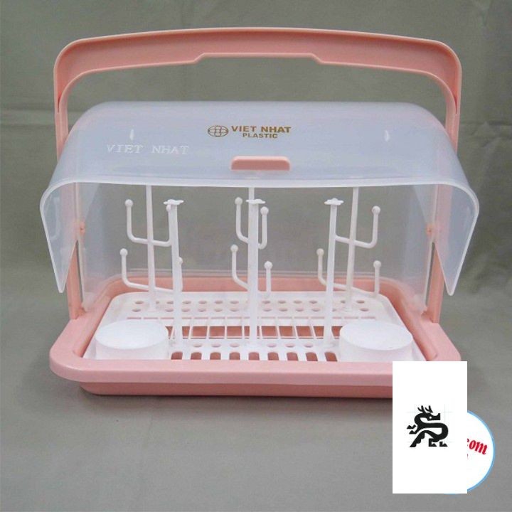 Khay úp bình sữa có nắp đậy Việt Nhật, Giá úp cốc có quai xách an toàn tiện lợi