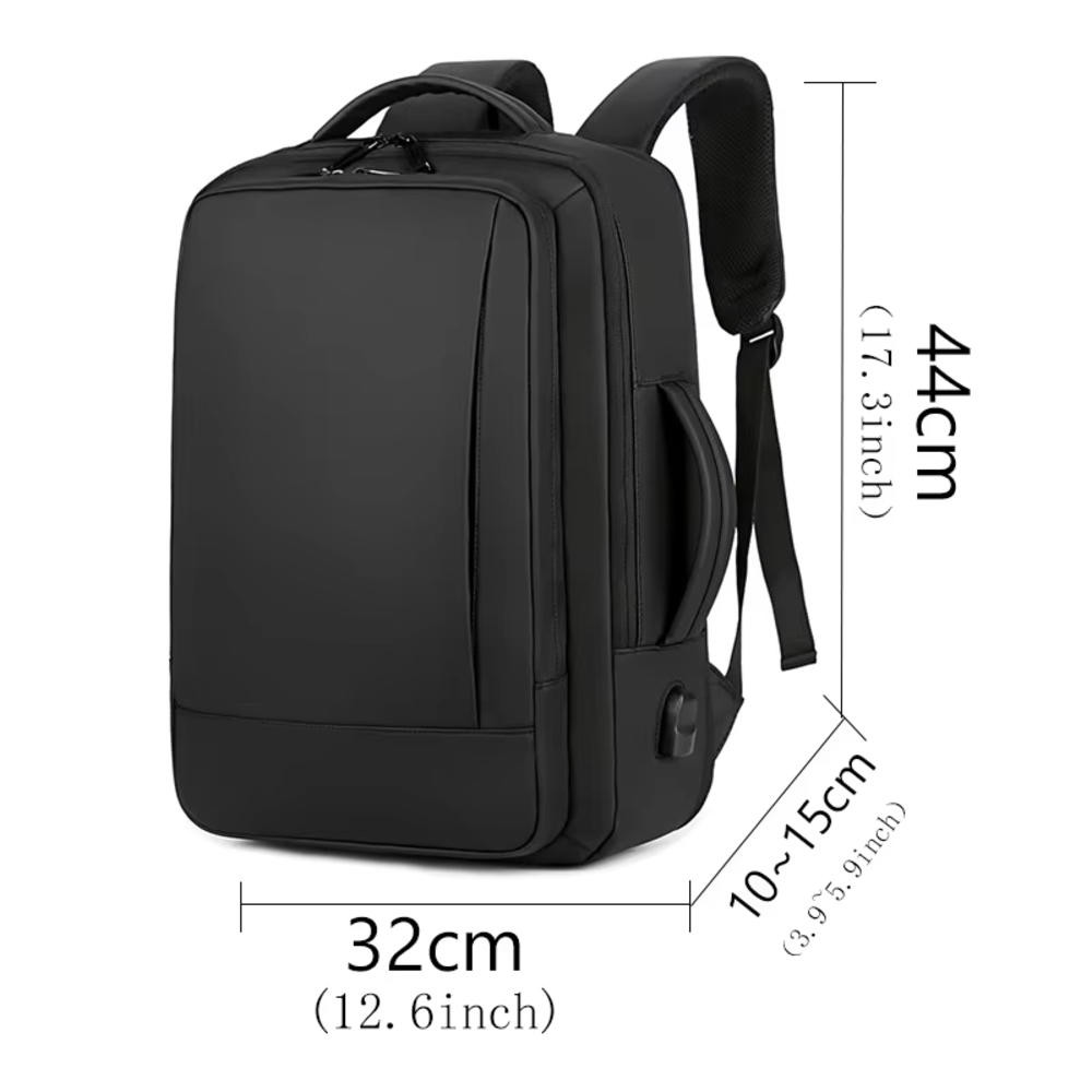 1 Ba lô du lịch có thể mở rộng, Ba lô nam công sở thông thường, có sạc USB, vải chống thấm nước, thích hợp để đi lại hàng ngày