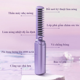 Máy Ép Tóc Mini Không Dây - Duỗi Thẳng & Uốn Xoăn 2in1, Tốc Độ Cao, Sạc Nhanh Tiện Lợi