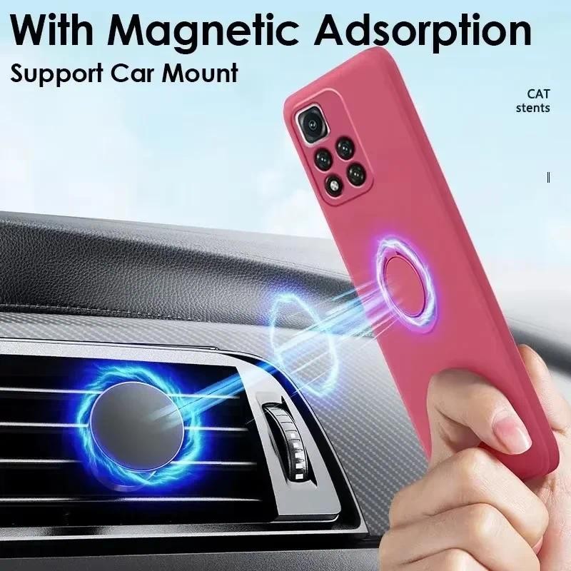 Ốp Điện Thoại Chân Đế Silicon Lỏng Cho XiaoMi Redmi 13C 4G Note 12 13 14 Pro Plus 5G Bìa Mềm