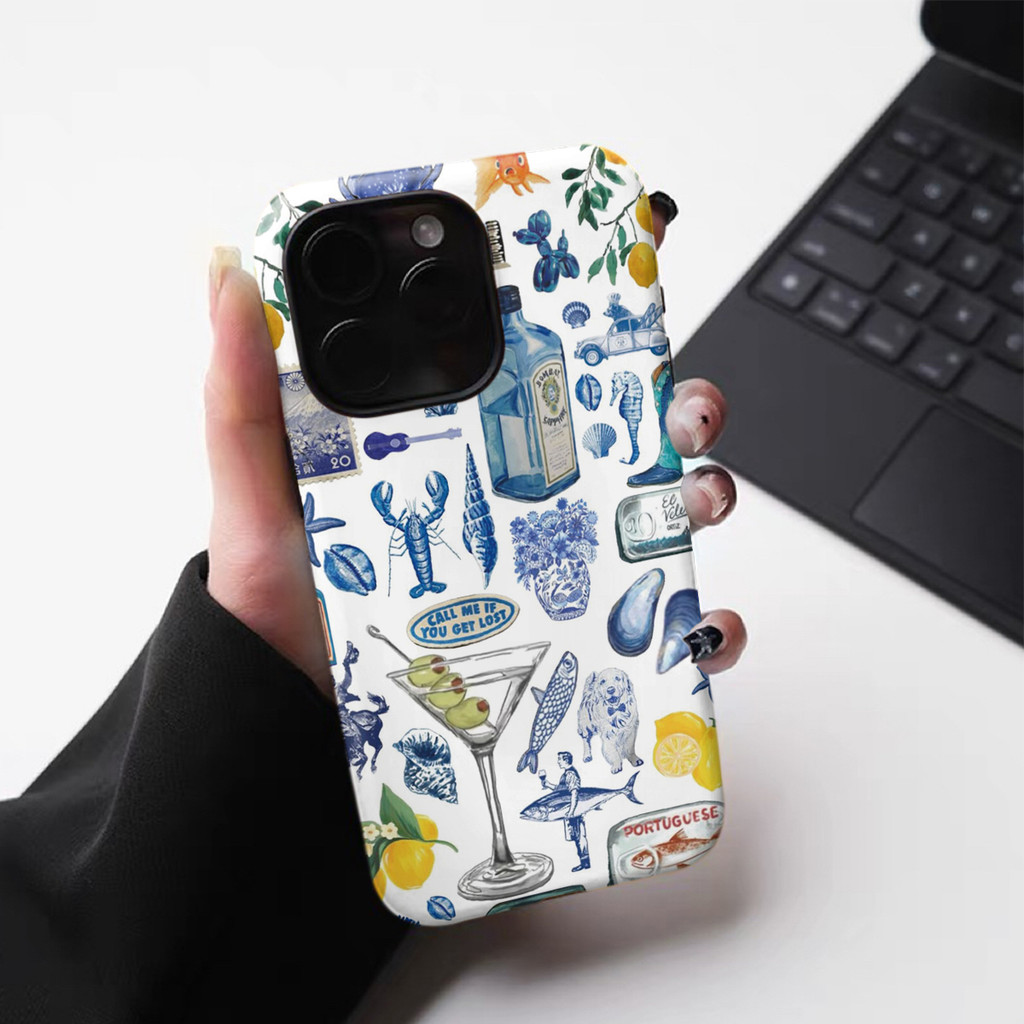 Ốp Điện Thoại Giấy Dán Tường Mùa Hè Cho iPhone16PM 15ProMax 11Pro 12MINI SAMSUNG S22 / 23 / 24 / 25 13plus 7 / 8 SE XS XR Vỏ Cứng Bóng