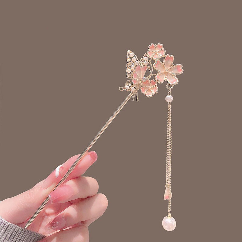 Phụ kiện tạo kiểu tóc thanh lịch - Tóc chignon dài thẳng với tua rua handmade