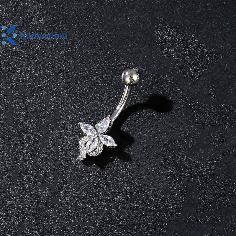 Kudosation Thép Không Gỉ Hoa Bụng Nút Nhẫn Rốn Xuyên Cho Nữ Cô Gái Gợi Cảm Bụng Xuyên Nhẫn Cơ Thể Trang Sức