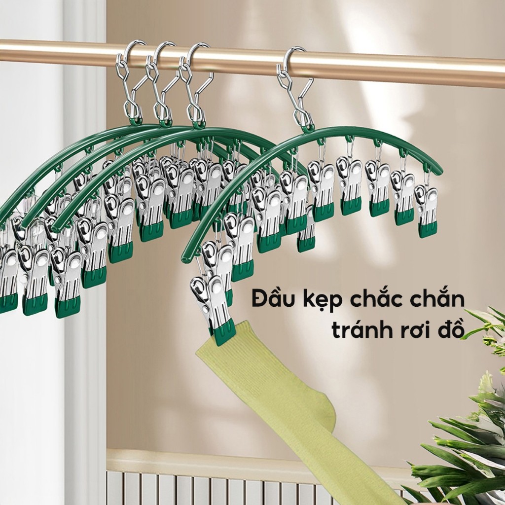 COMBO 3 Móc Kẹp Quần Áo Chống Trượt Chống Gió Móc Treo Đồ Trẻ Em Người Lớn Tất Vớ Đa Năng
