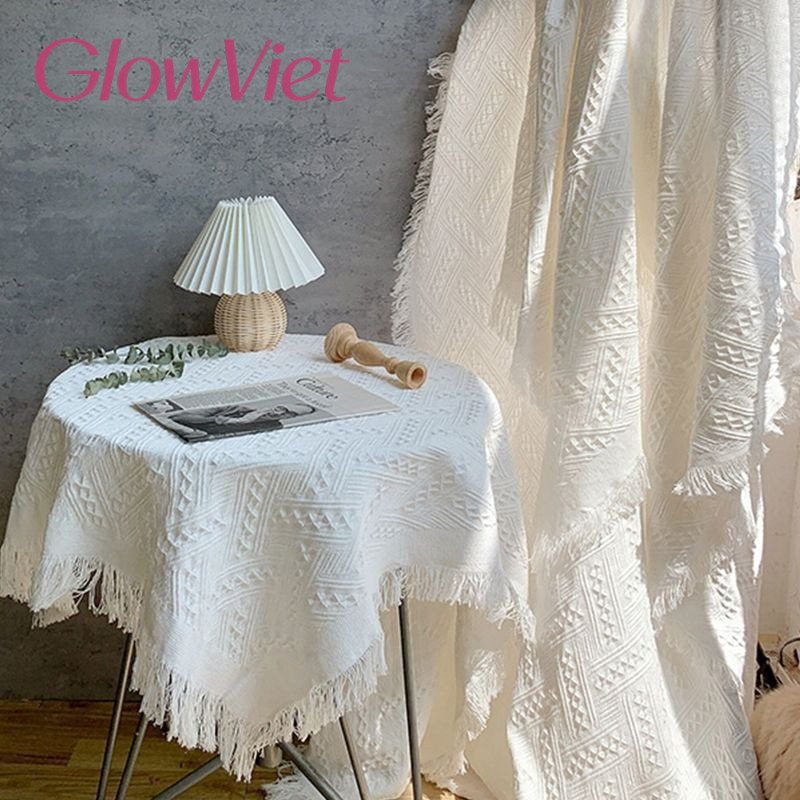 Khăn Trải Bàn Cotton Bắc Âu, Mềm Mịn, Chống Nhăn, Size 90x90/150cm, Trang Trí Nhà & Dã Ngoại