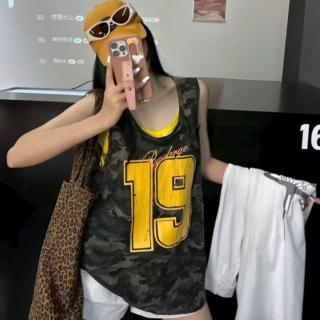 Milyfashion Áo Vest Không Tay Kích Thước Lớn, Màu Sắc Tương Phản, In Kỹ Thuật Số - Phù Hợp Mùa Hè