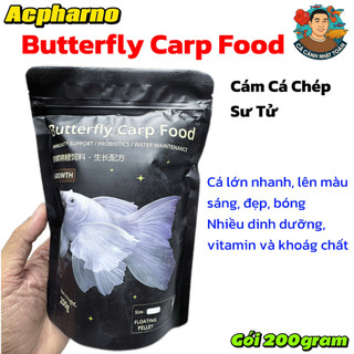 Gói 200gram Butterfly Carp Food Acpharno Cám Dinh Dưỡng Cho Cá Chép Sư Tử, Phi Tần Mau Lớn