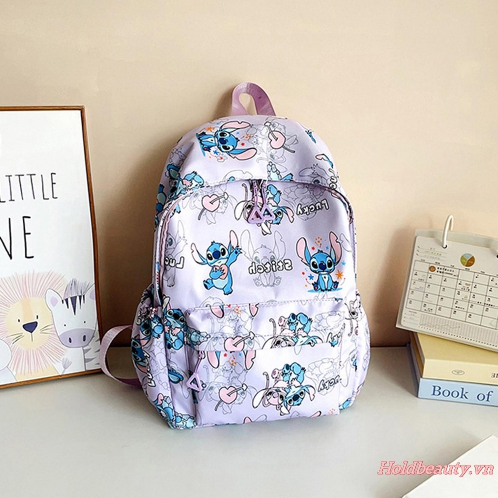 Ba lô in hình Stitch dành cho nữ và bé gái Dung tích lớn Nhiều túi Túi đi học dễ thương