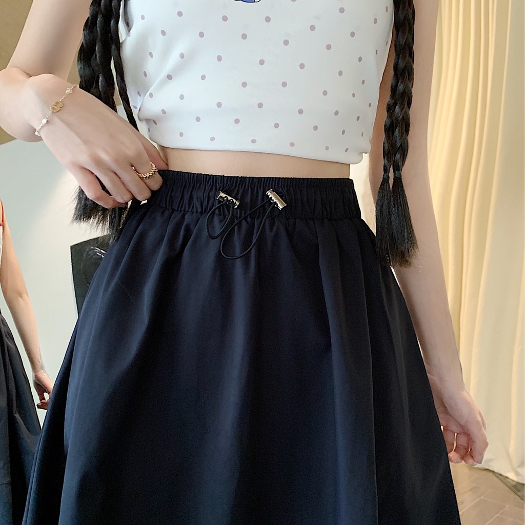 SUXI Váy chữ A dây rút đơn giản dành cho nữ mùa hè mới 250724