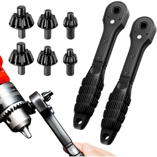 Máy khoan 2 trong 1 đầu kẹp bánh cóc Cờ lê 2026 2 trong 1 bánh cóc Khoan đầu kẹp Cờ lê chìa khóa Dụng cụ thay thế chìa khóa đôi đầu đa năng Máy khoan đầu kẹp bánh cóc Cờ lê cho máy khoan điện 2 Bộ