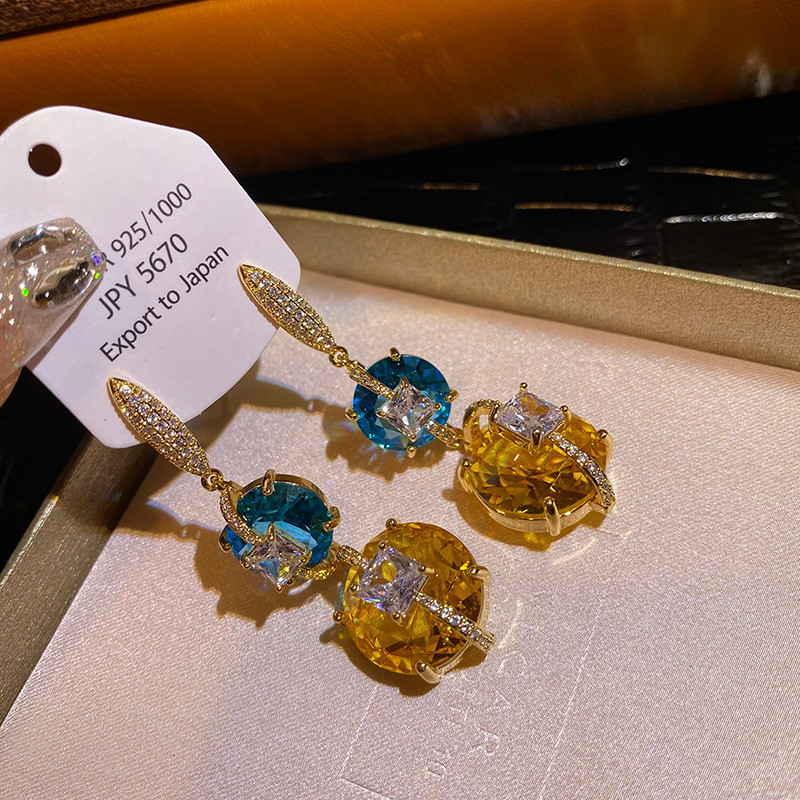 Bông tai Zircon sang trọng dài tinh tế Hàn Quốc Bán buôn